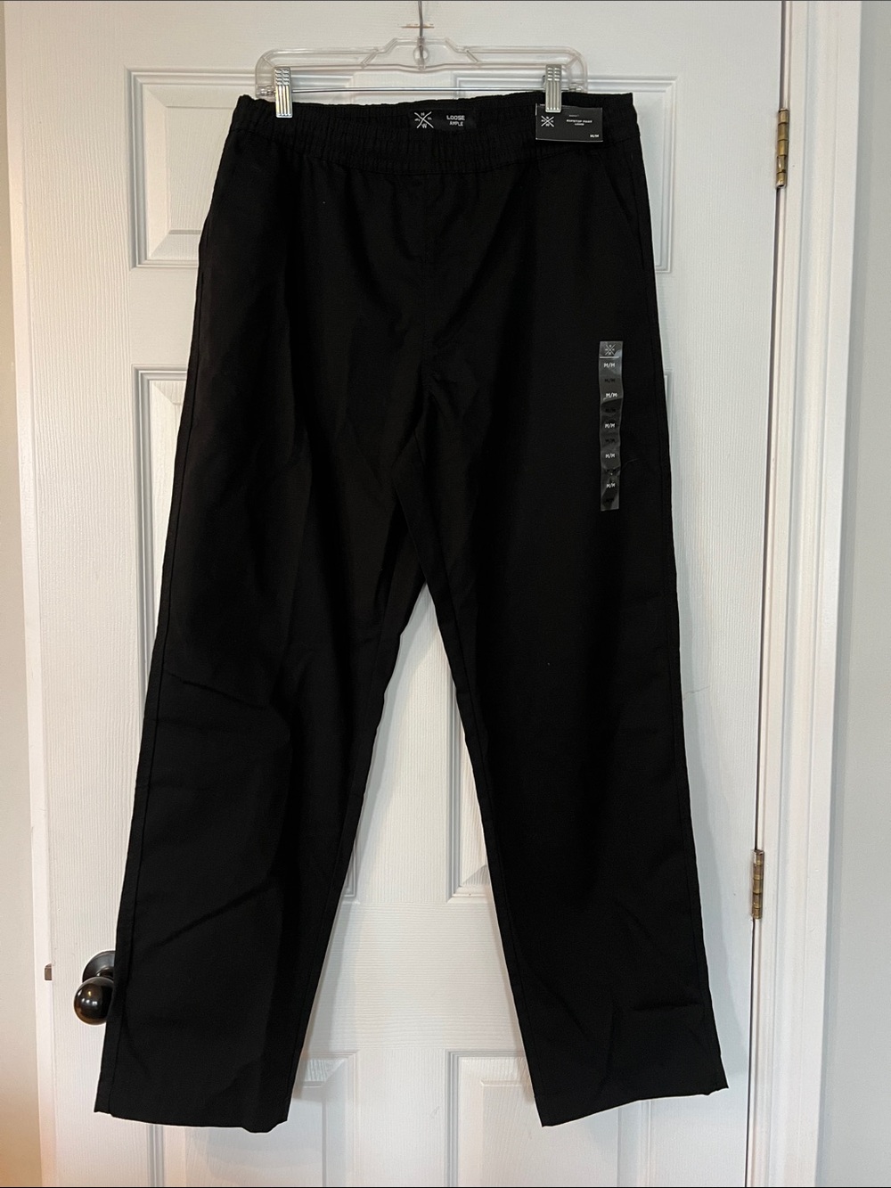 Men's Black Elastic-Waist Jogger Pants